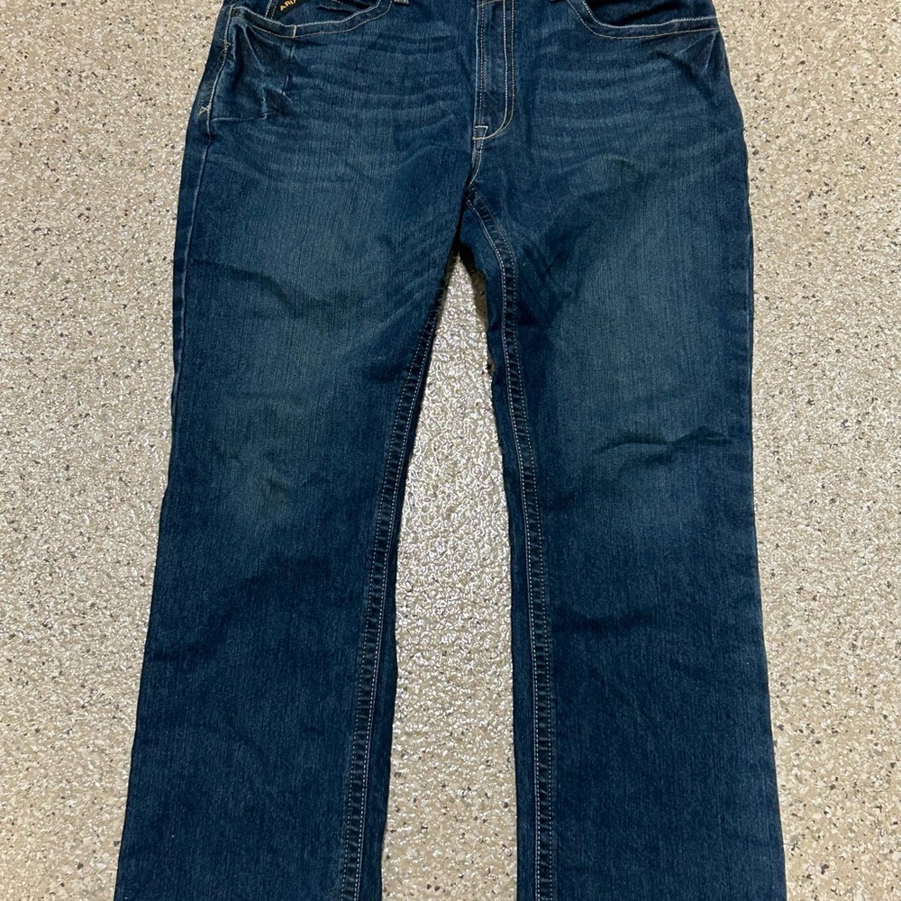 Ariat Rebar M4 Men’s 38x34 Low Rise Boot Jeans Blue Dark Wash Denim Western